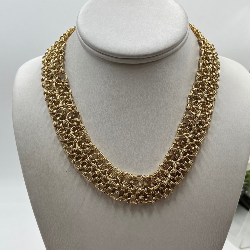 OT 925 Turkey Vintage Technibond
Gold Vermeil Woven Mesh Statement
Necklace 18"‎